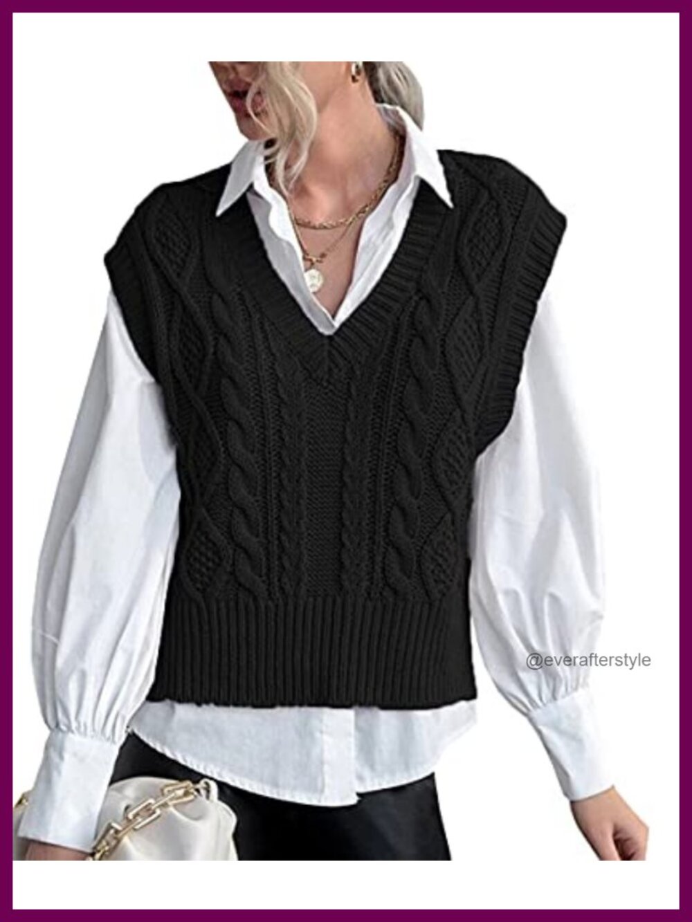 Women's Sleeveless Knit Sweater Vest V-Neck Preppy Pullover